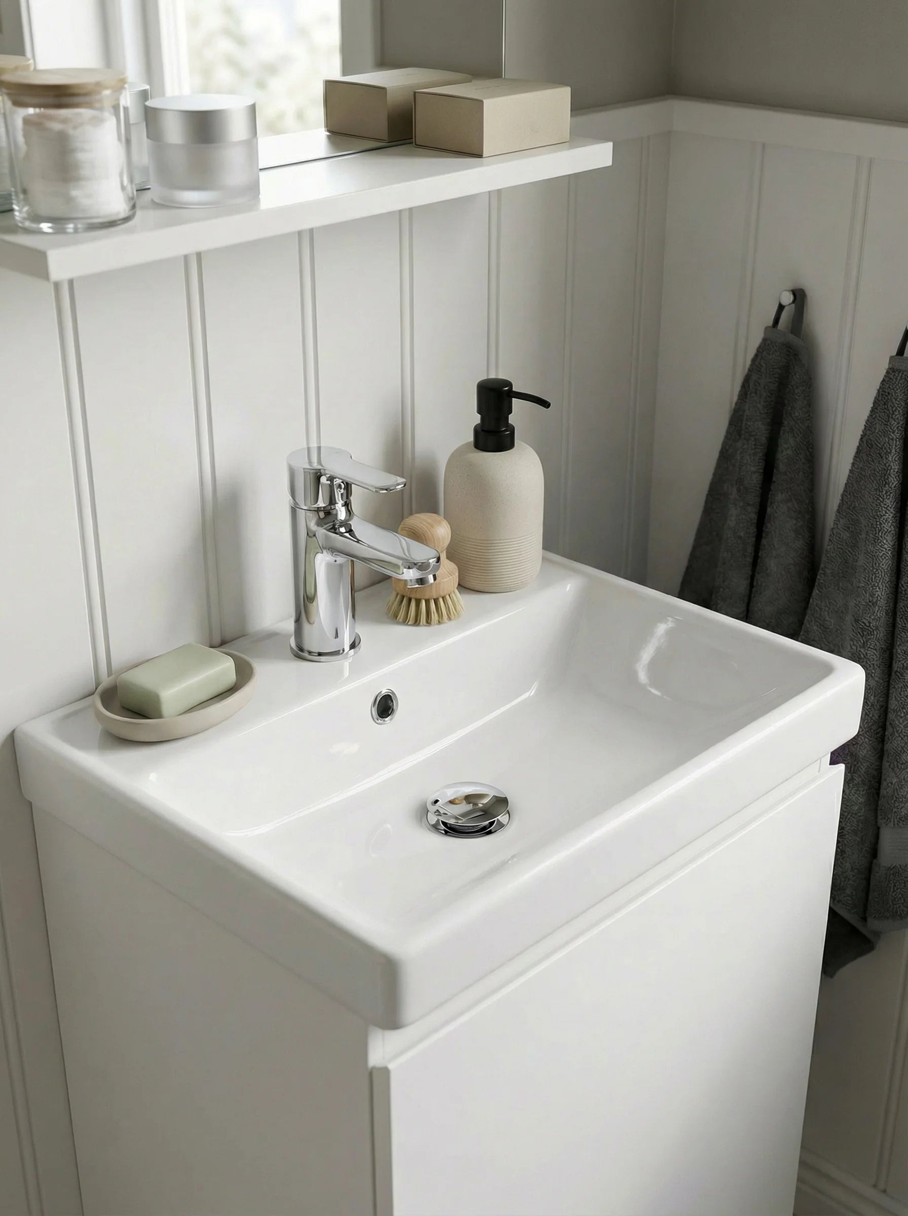 Soap Dispenser | Ribbed Bathroom Counter Design