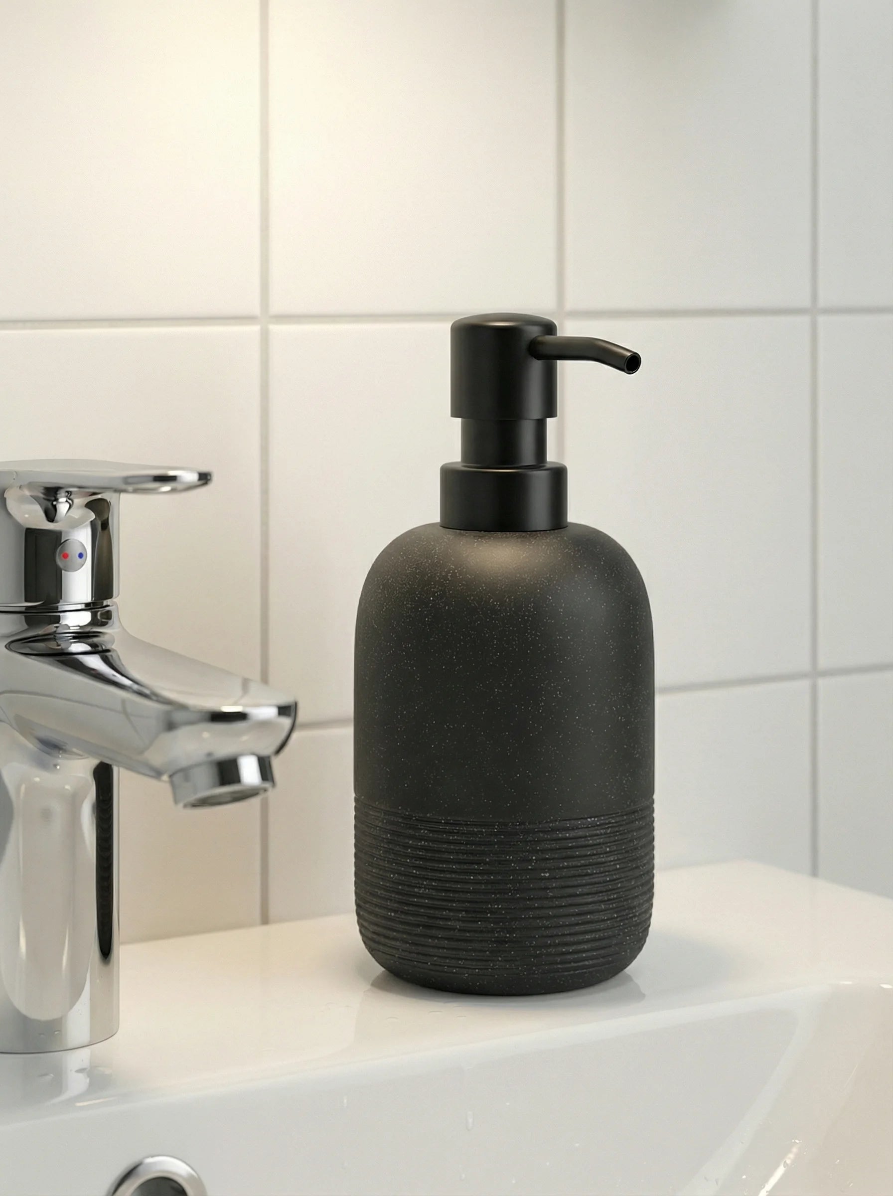 Soap Dispenser | Ribbed Bathroom Counter Design