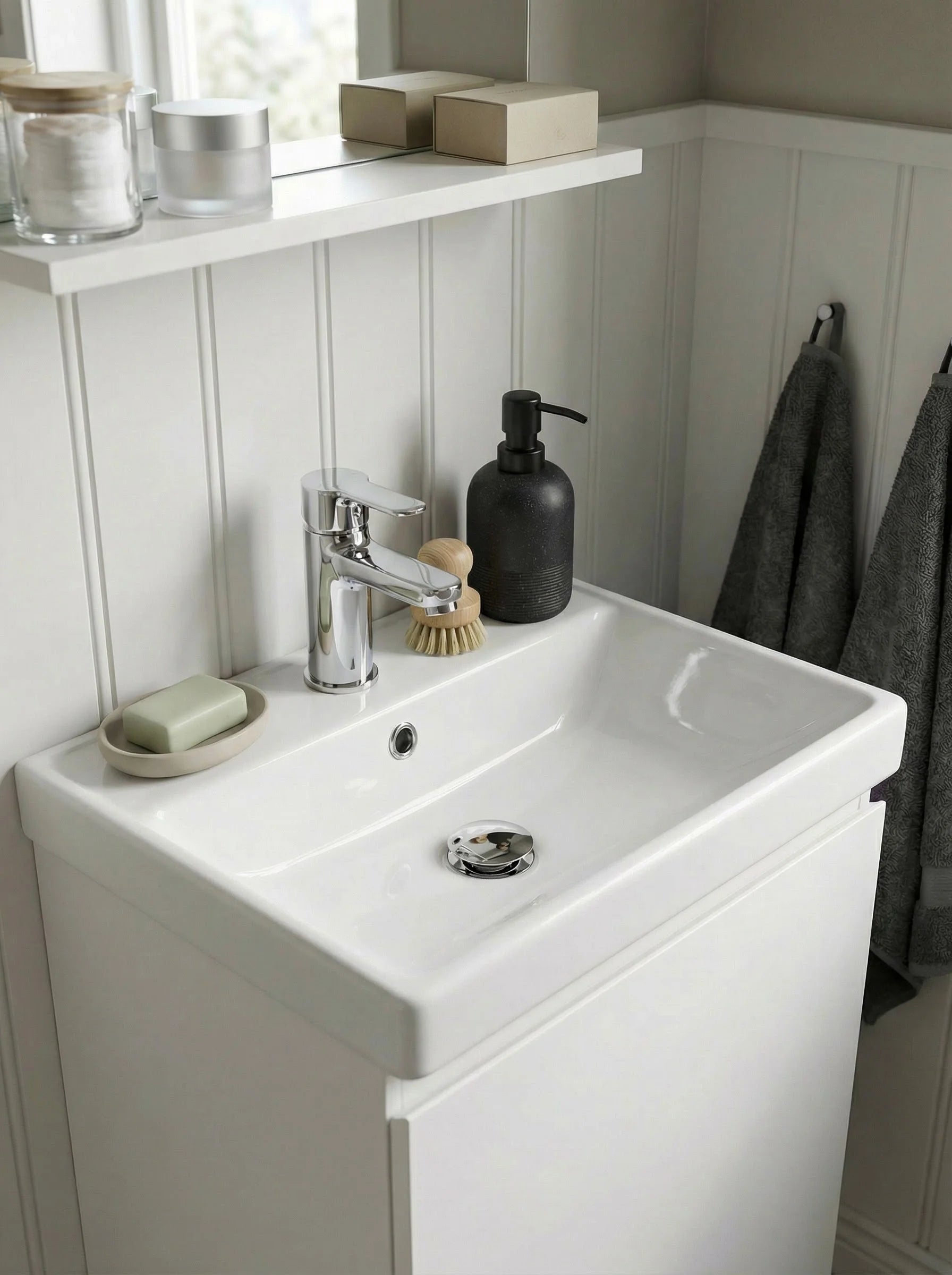 Soap Dispenser | Ribbed Bathroom Counter Design