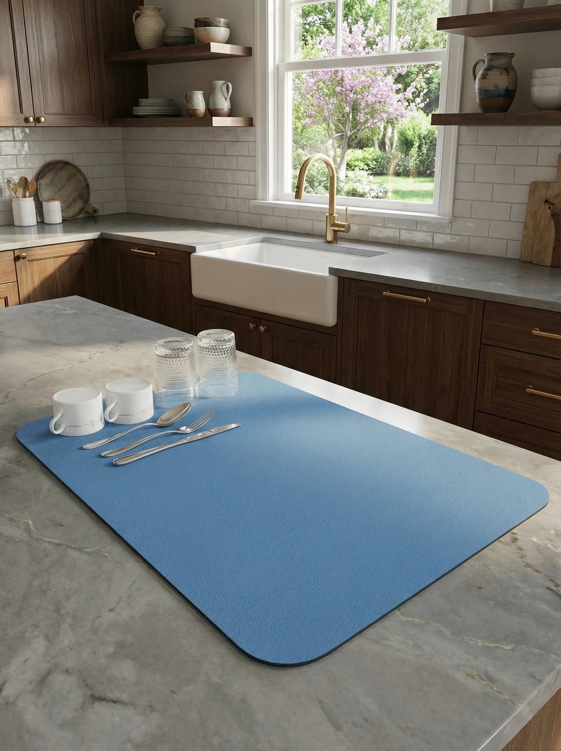 Kitchen Sink Drying Mat | Countertop Dish Drainer Pad