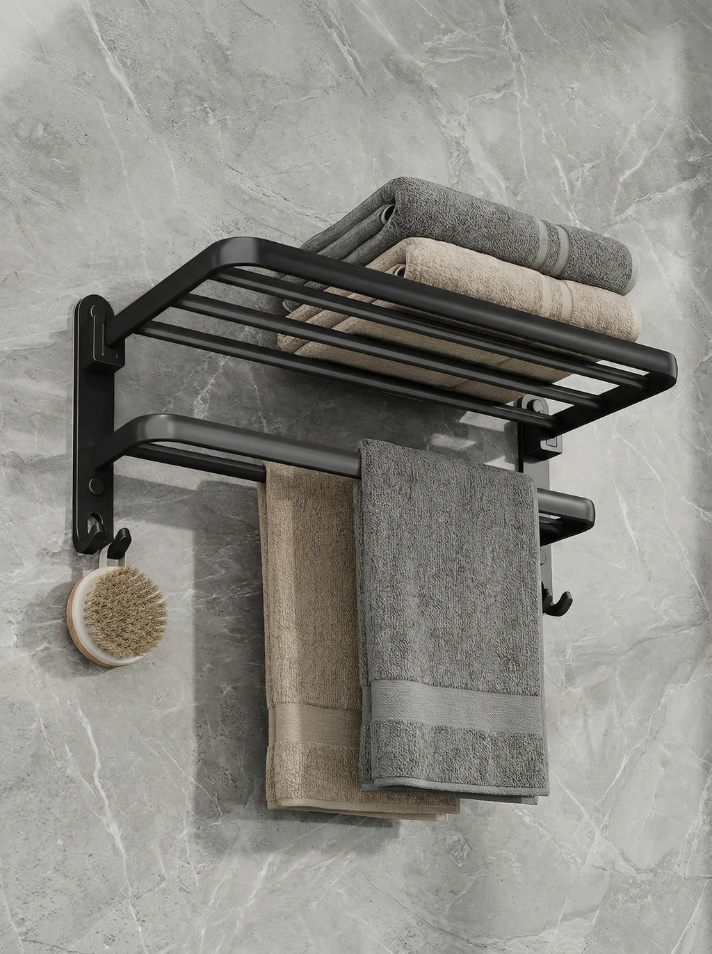 Wall Mounted Towel Rack | Bathroom Shelf Storage Design
