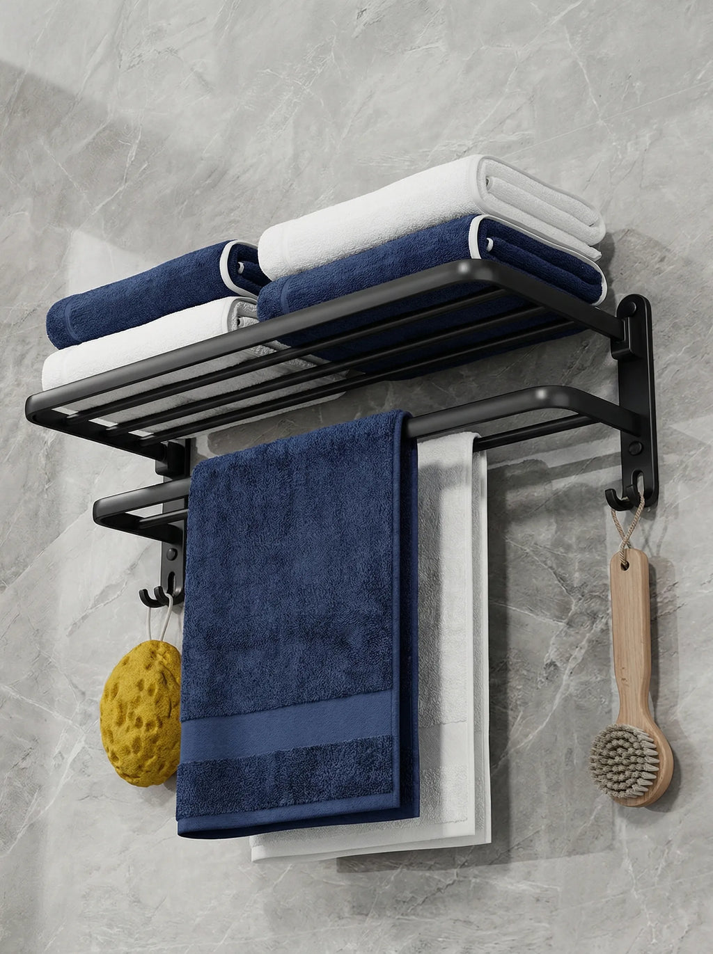 Wall Mounted Towel Rack | Bathroom Shelf Storage Design