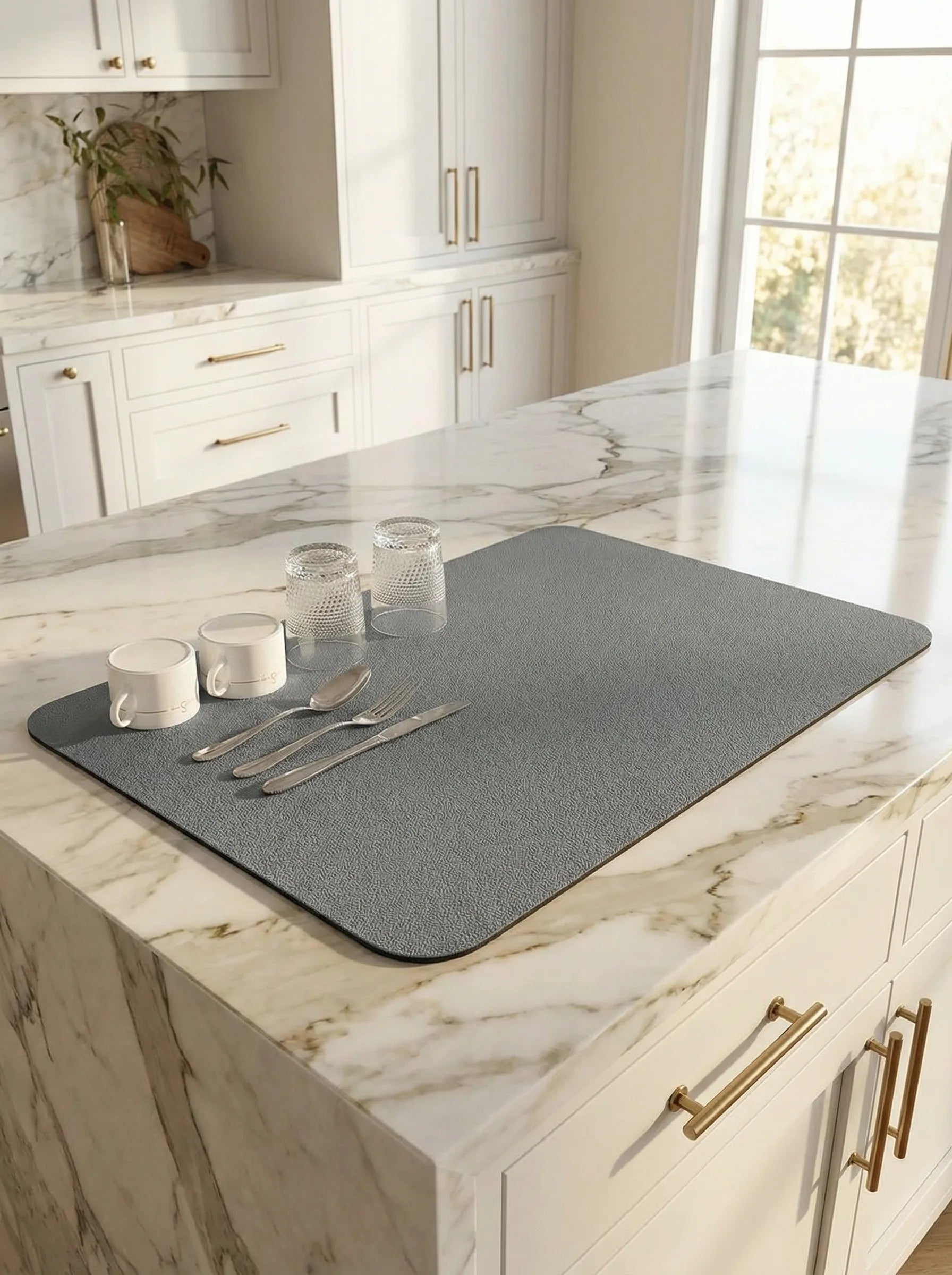 Kitchen Sink Drying Mat | Countertop Dish Drainer Pad