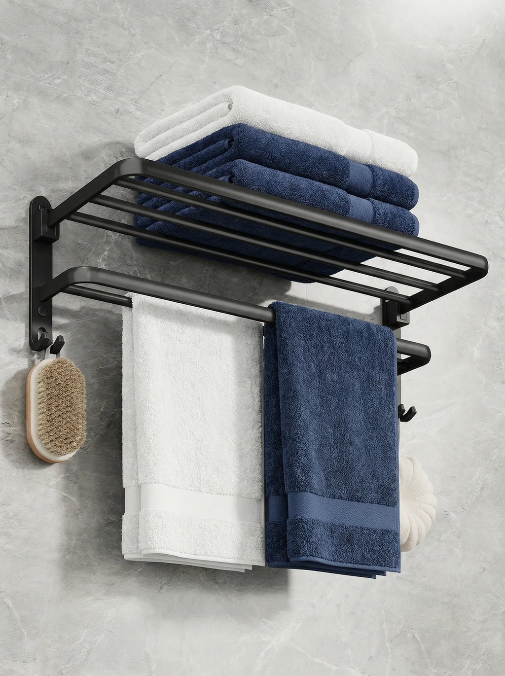 Wall Mounted Towel Rack | Bathroom Shelf Storage Design