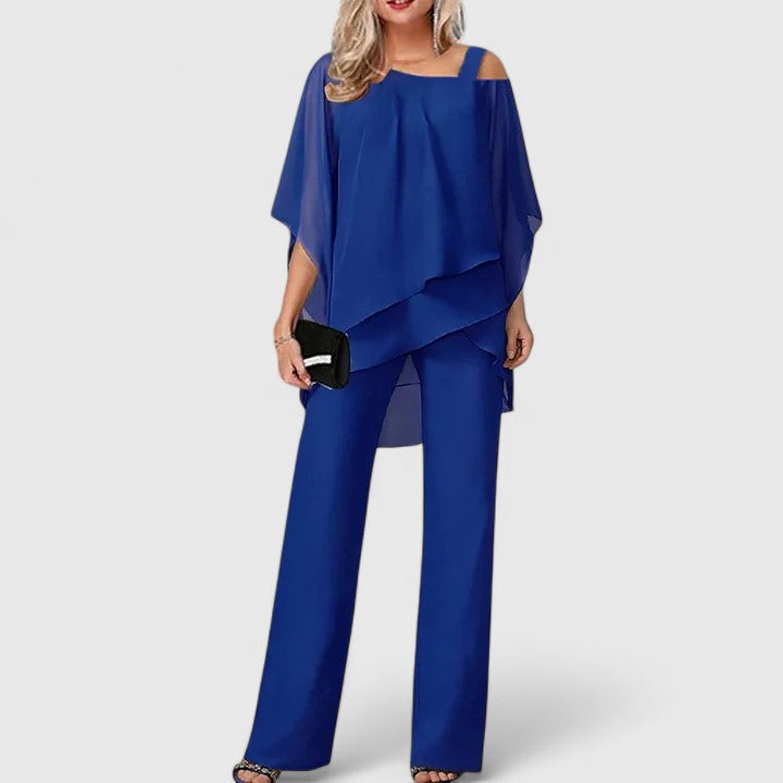 Elegant Two-Piece Pantsuit Set – Office, Leisure