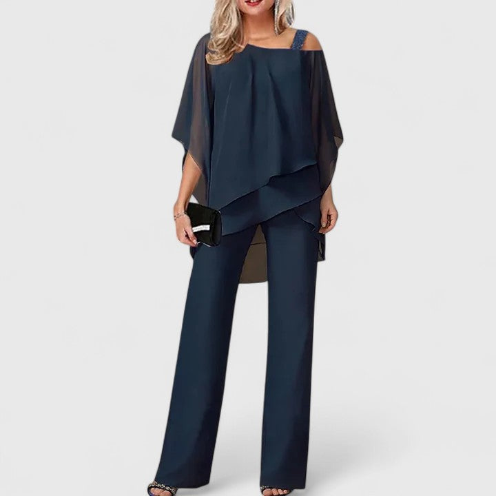 Elegant Two-Piece Pantsuit Set – Office, Leisure