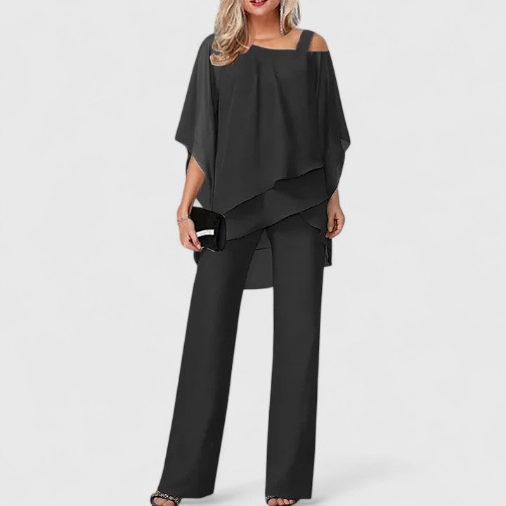 Elegant Two-Piece Pantsuit Set – Office, Leisure