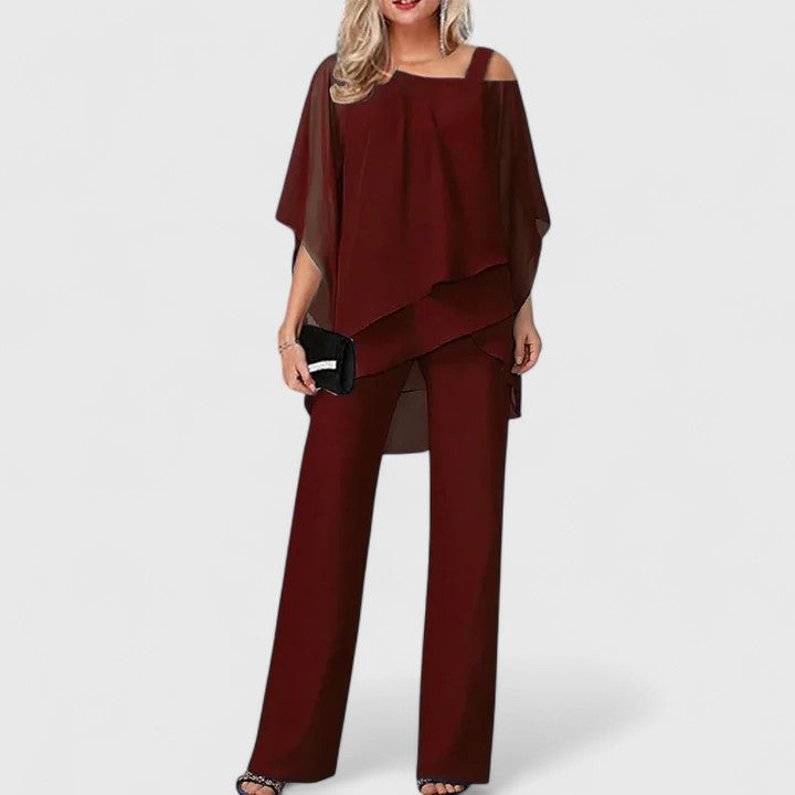 Elegant Two-Piece Pantsuit Set – Office, Leisure
