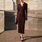 Midi Dress With Button Details – Casual, Office Wear