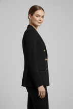 Women's Double-Breasted Blazer with Gold-Tone Button Details – Office, Everyday