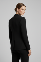 Women's Double-Breasted Blazer with Gold-Tone Button Details – Office, Everyday