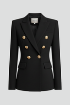 Women's Double-Breasted Blazer with Gold-Tone Button Details – Office, Everyday