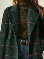 Women's Plaid Tweed Coat with Lapel – Casual, Office