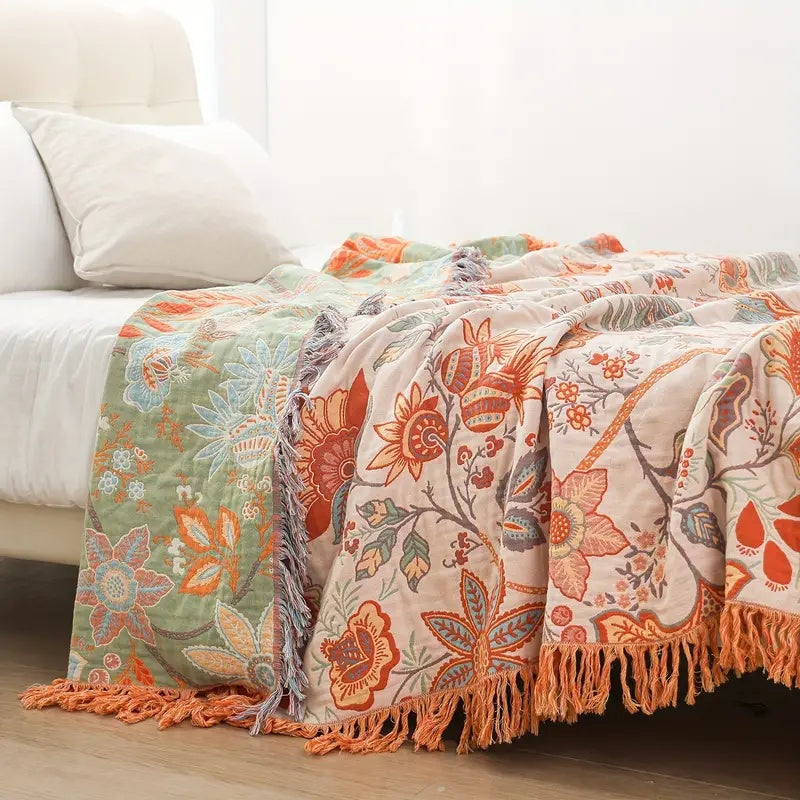 Boho Throw Blanket | Floral Pattern Design-Blanket-werune.com