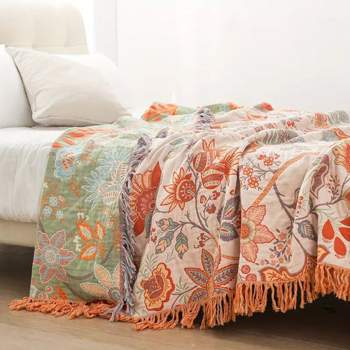 Boho Throw Blanket | Floral Pattern Design-Blanket-werune.com