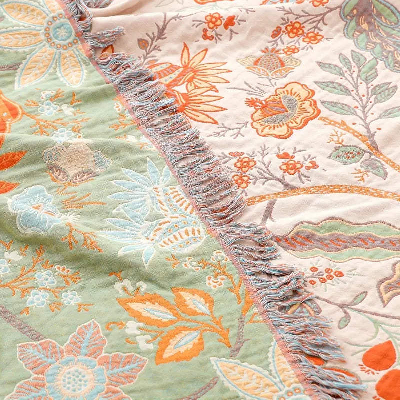 Boho Throw Blanket | Floral Pattern Design-Blanket-werune.com