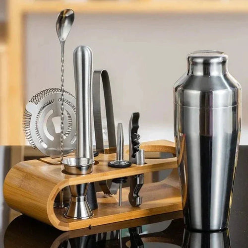 Cocktail Shaker Set | Bamboo Stand Design-Barware-werune.com