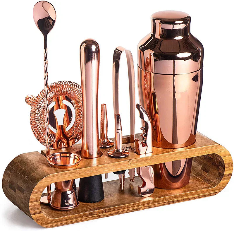 Cocktail Shaker Set | Bamboo Stand Design-Barware-werune.com