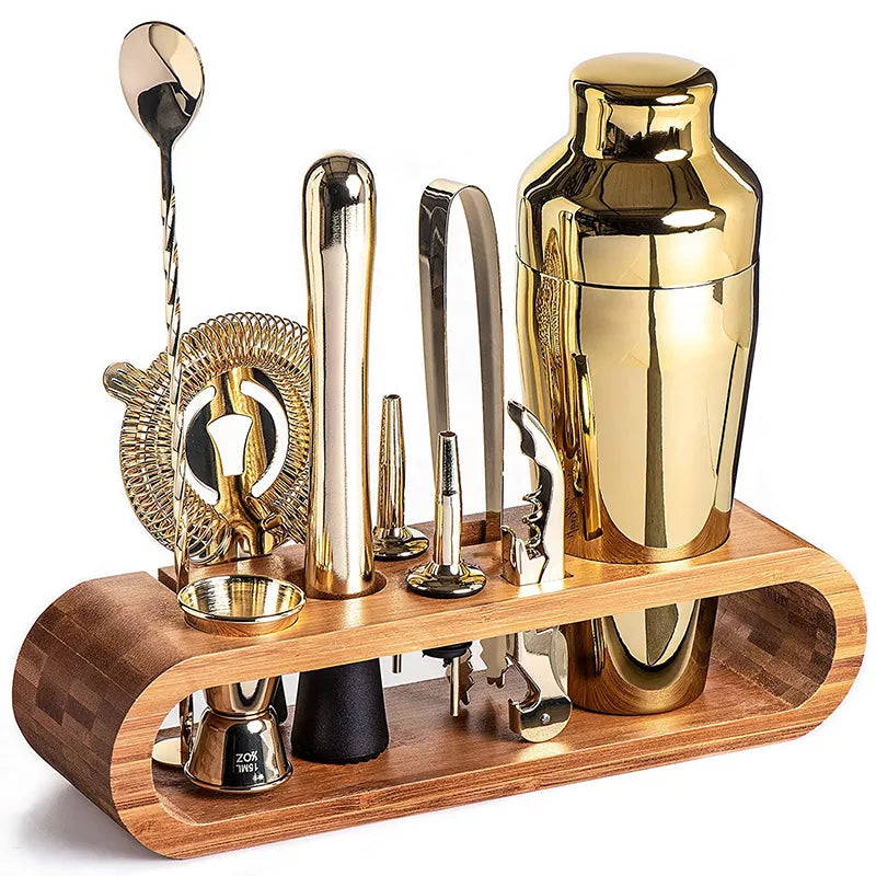 Cocktail Shaker Set | Bamboo Stand Design-Barware-werune.com