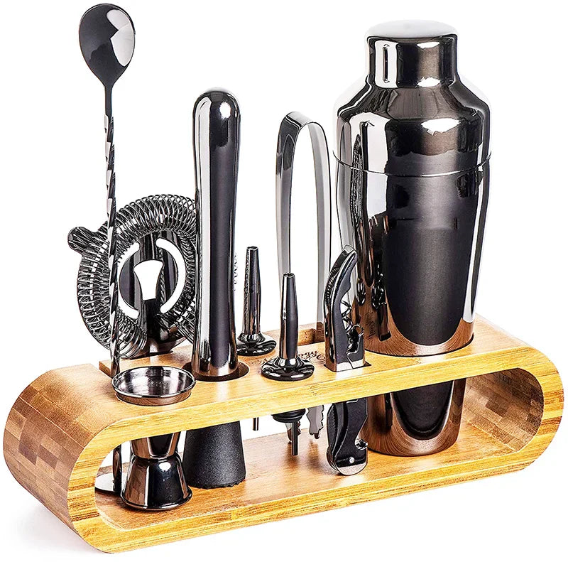 Cocktail Shaker Set | Bamboo Stand Design-Barware-werune.com
