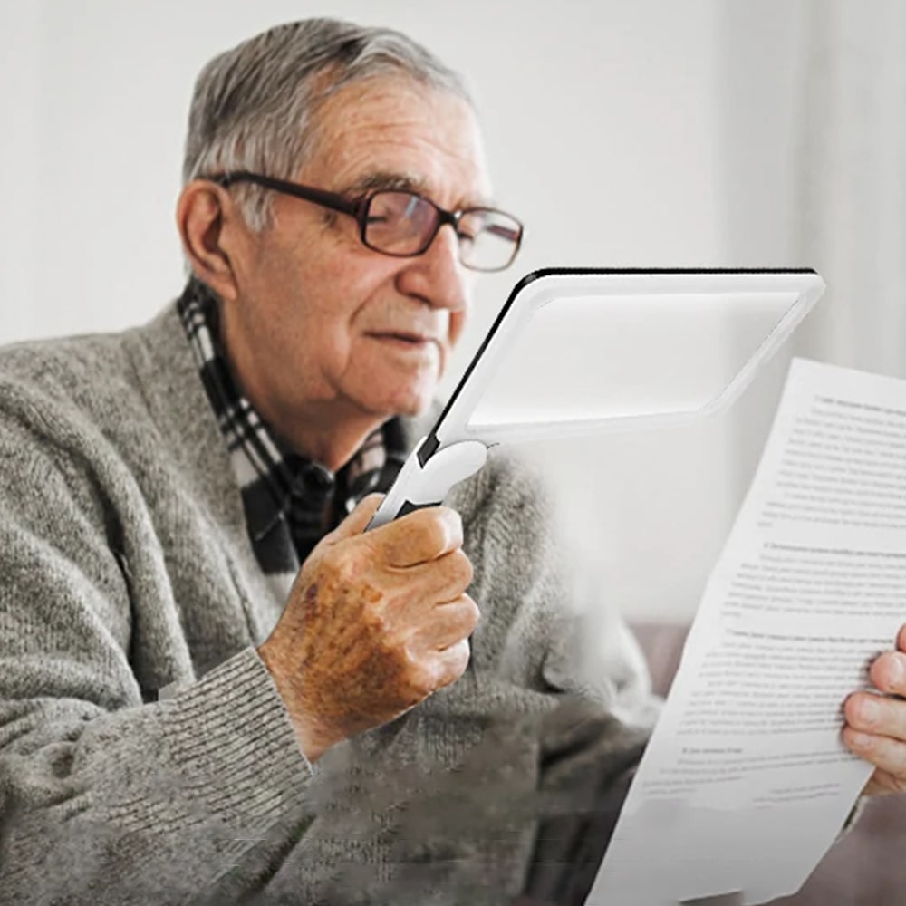 Hands Free Magnifier | Rectangular Viewing Lens With Handle-Magnifier-werune.com