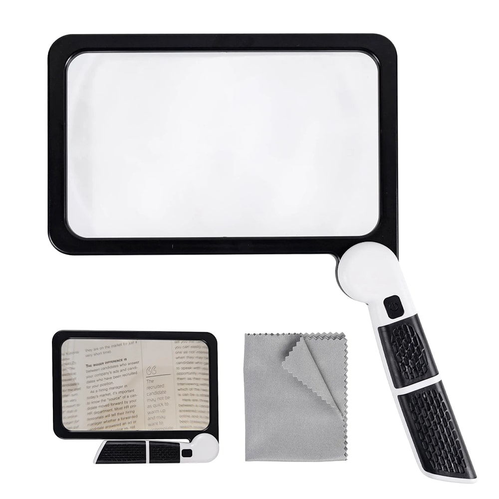 Hands Free Magnifier | Rectangular Viewing Lens With Handle-Magnifier-werune.com