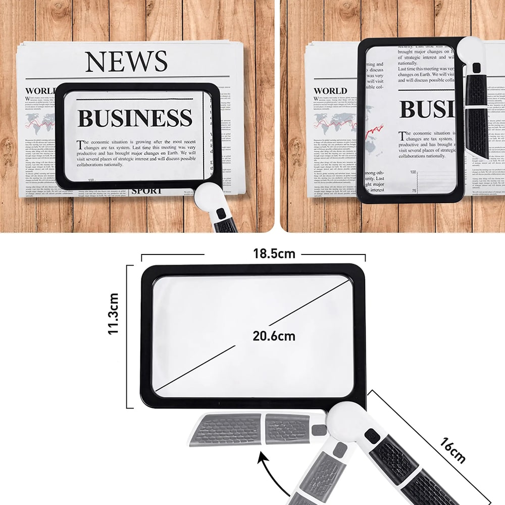 Hands Free Magnifier | Rectangular Viewing Lens With Handle-Magnifier-werune.com