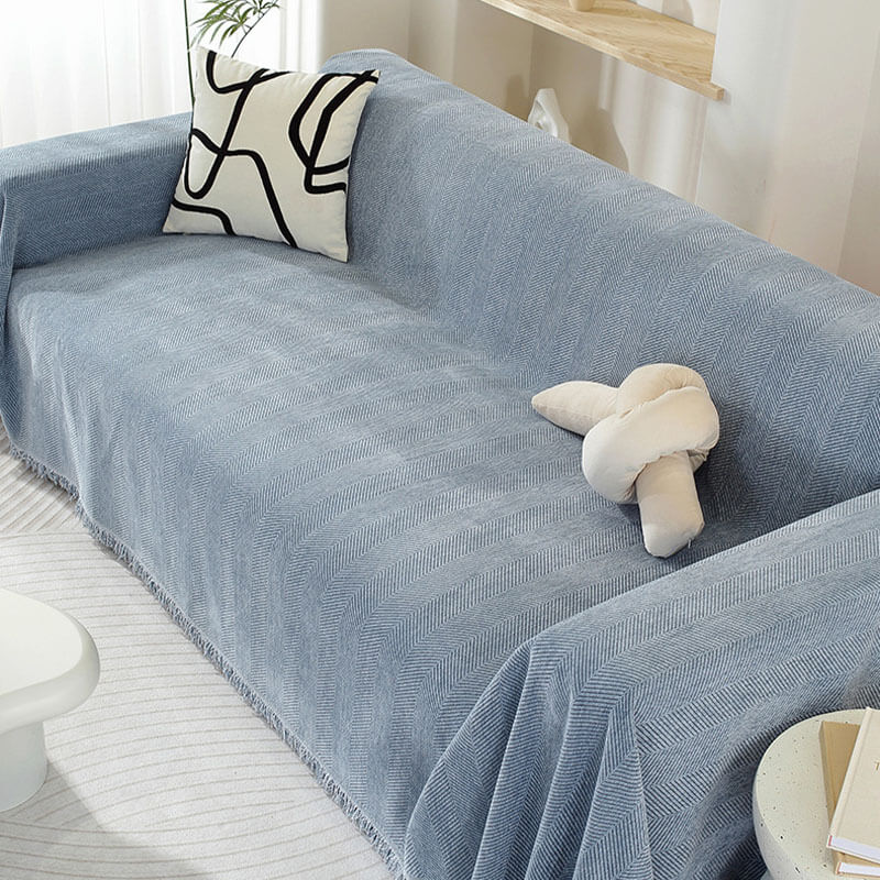 Sofa Throw Blanket | Herringbone Fringe Design-Blanket-werune.com