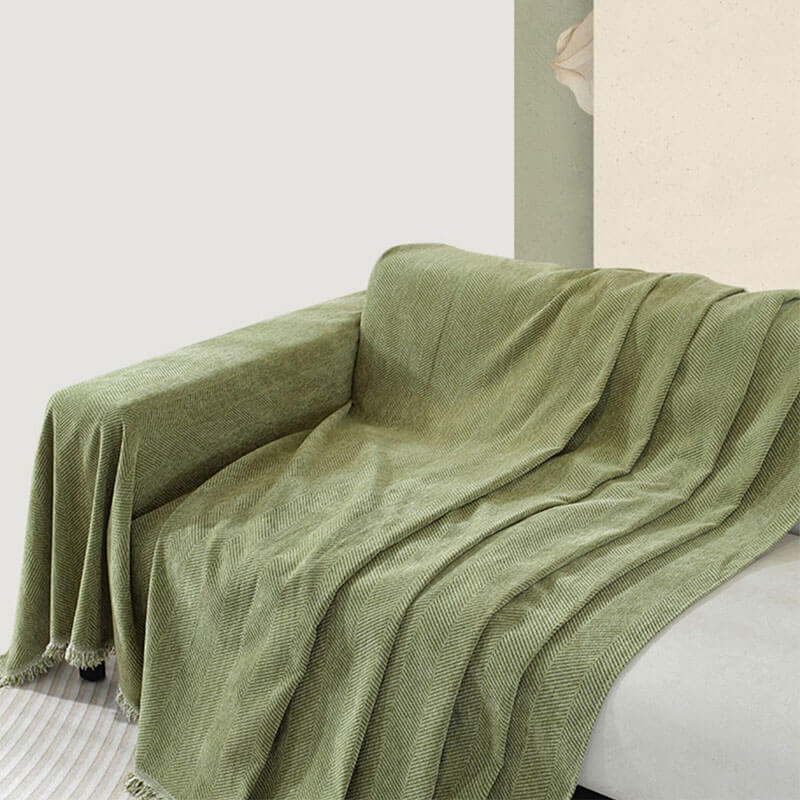 Sofa Throw Blanket | Herringbone Fringe Design-Blanket-werune.com
