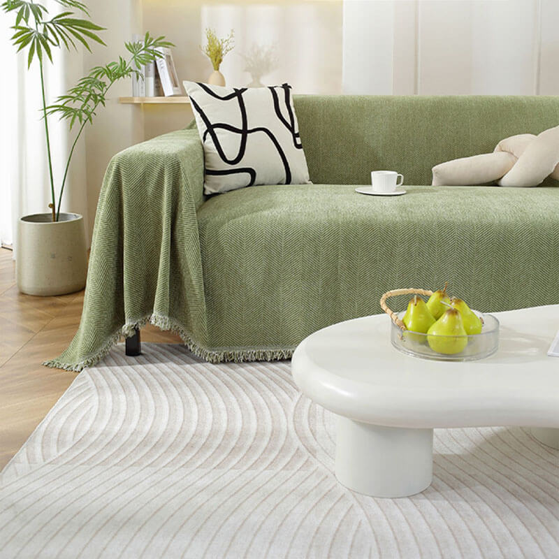 Sofa Throw Blanket | Herringbone Fringe Design-Blanket-werune.com