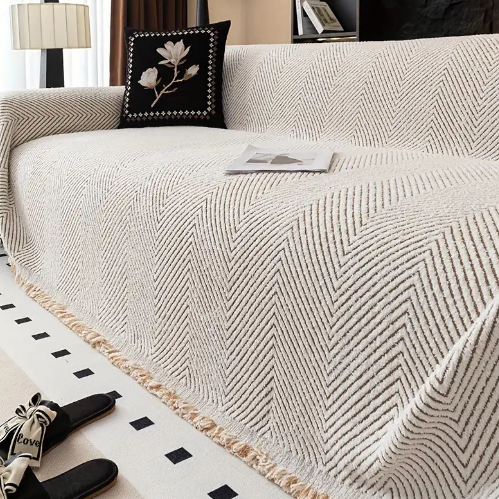 Sofa Throw Blanket | Textured Fringe Cover-Blanket-werune.com