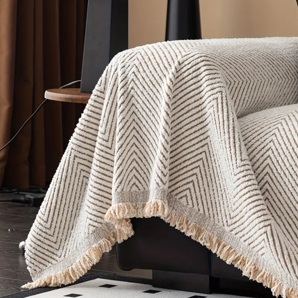Sofa Throw Blanket | Textured Fringe Cover-Blanket-werune.com