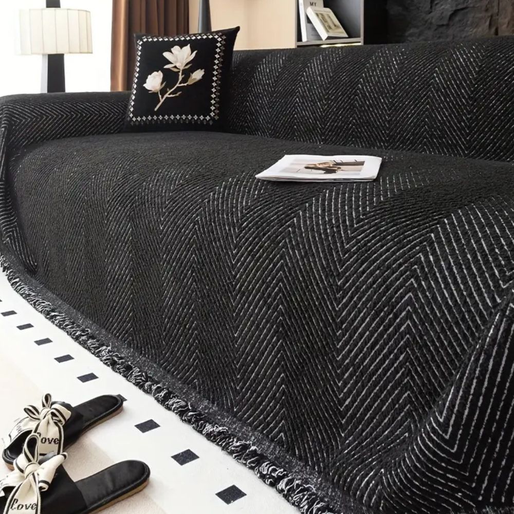 Sofa Throw Blanket | Textured Fringe Cover-Blanket-werune.com