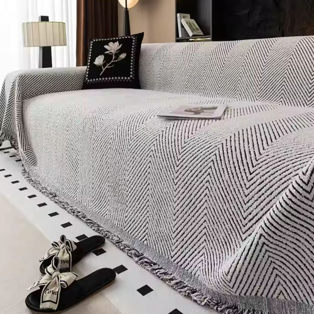 Sofa Throw Blanket | Textured Fringe Cover-Blanket-werune.com