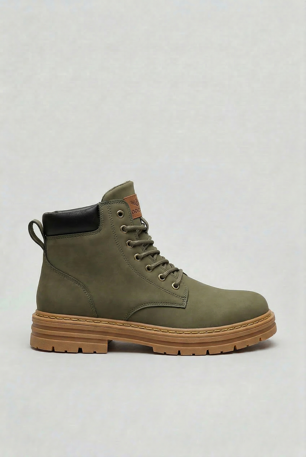 Ankle Boots Beige Lace-Up Men's Chunky Lug Sole – Casual, Everyday Winter Combat Footwear
