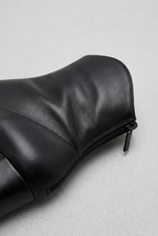 Ankle Boots Black Block Heel Women's Pointed Toe Leather-Look Side Zip – Office, Casual, Gift