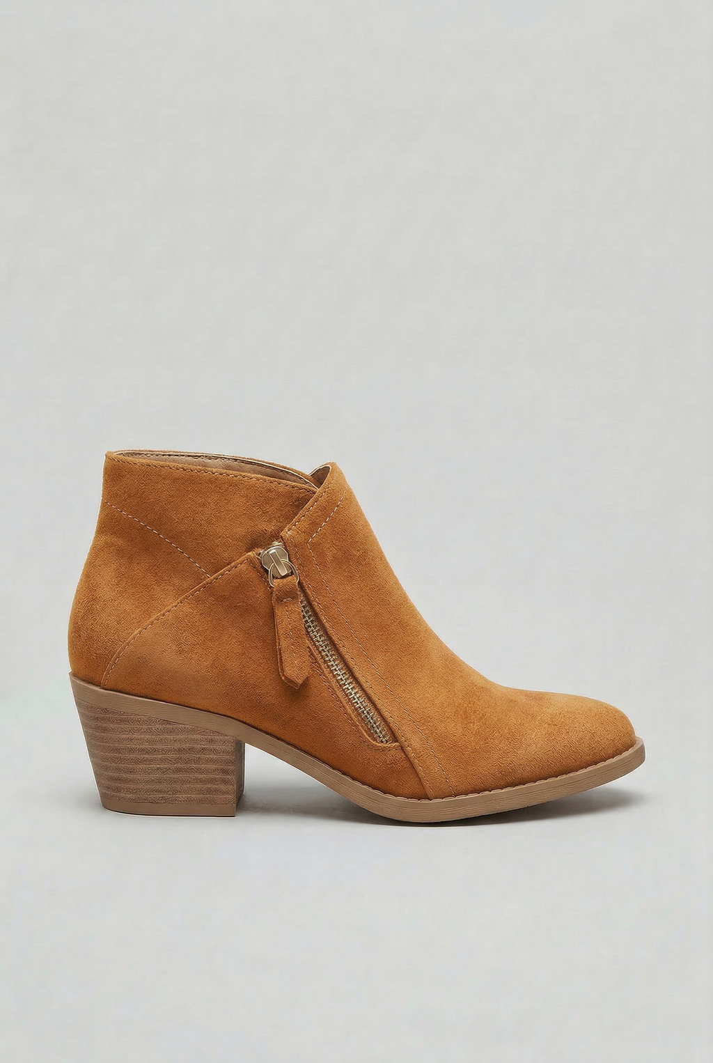 Ankle Boots Faux Suede Blue Women's Block Heel Side Zip – Casual, Office, Holiday, Gift