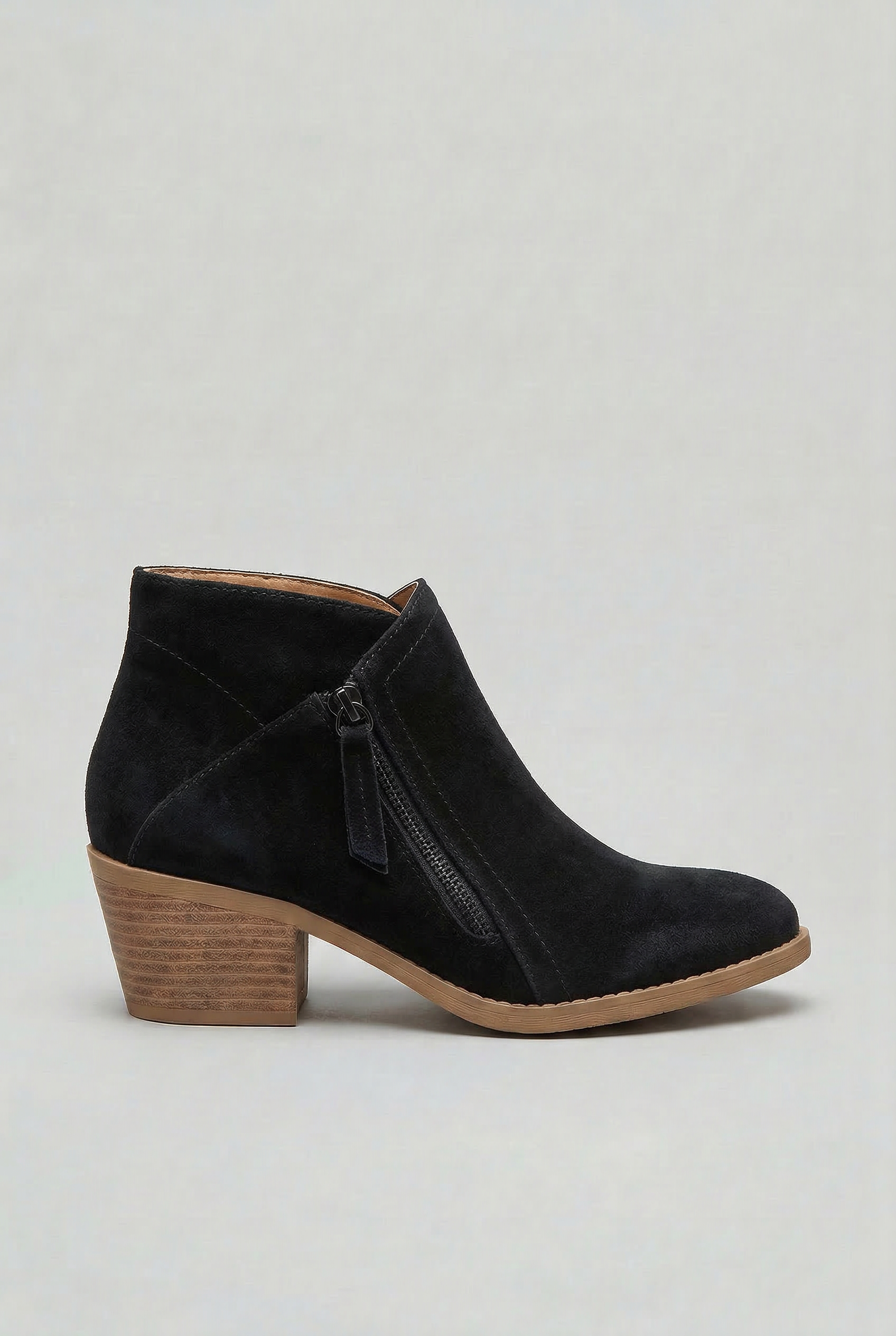 Ankle Boots Faux Suede Blue Women's Block Heel Side Zip – Casual, Office, Holiday, Gift