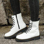 Ankle Boots Lace Up Leather Black Women's Rubber Sole – Casual, Office, Holiday, Everyday Wear