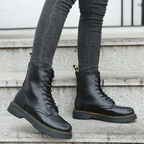 Ankle Boots Lace Up Leather Black Women's Rubber Sole – Casual, Office, Holiday, Everyday Wear