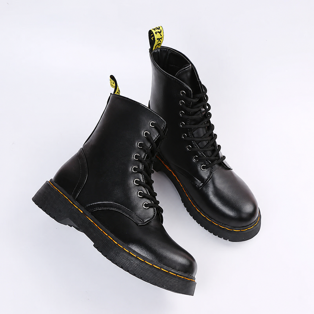 Ankle Boots Lace Up Leather Black Women's Rubber Sole – Casual, Office, Holiday, Everyday Wear
