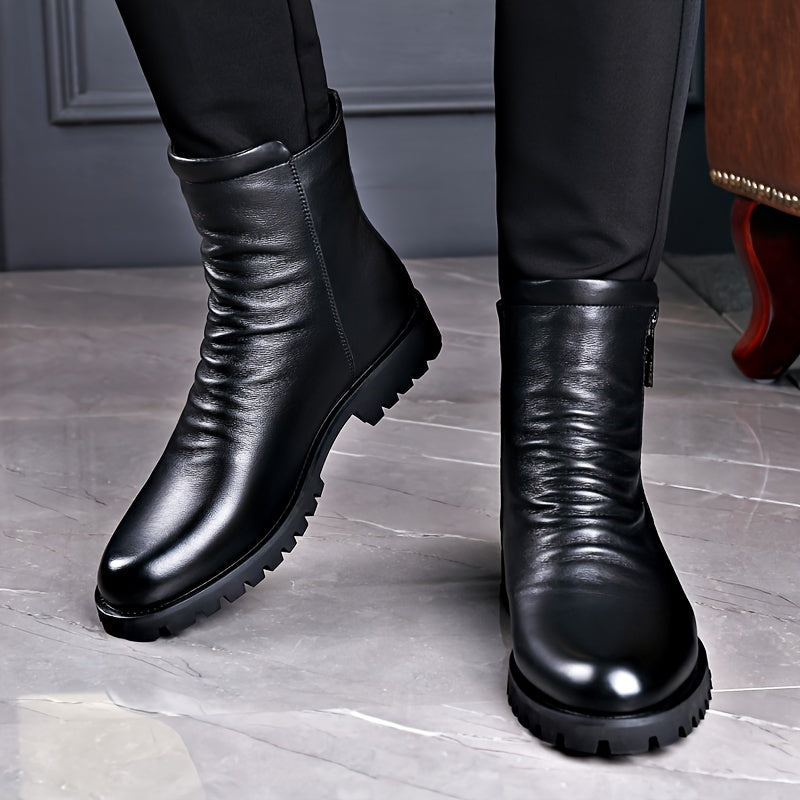 Ankle Boots Leather Black Men's Side Zip – Casual, Office · Werune