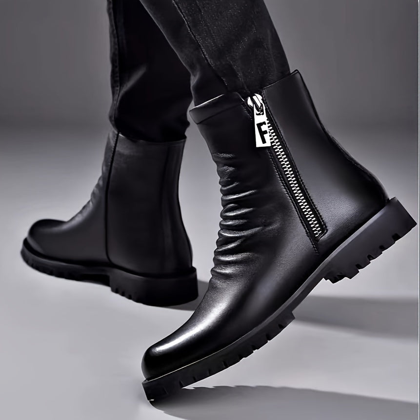 Ankle Boots Leather Black Men's Side Zip – Casual, Office · Werune