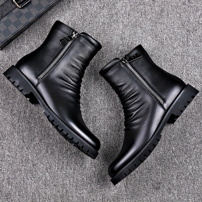 Ankle Boots Leather Black Men's Side Zip – Casual, Office · Werune