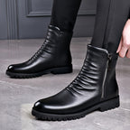 Ankle Boots Leather Black Men's Side Zip – Casual, Office · Werune