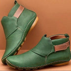 Ankle Boots Leather Women's Red Flat Slip-On – Casual, Everyday Comfort Walking Shoes