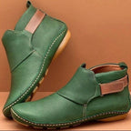 Ankle Boots Leather Women's Red Slip-On Flat Comfort – Casual, Everyday, Office, Autumn Wear, Gift