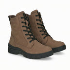 Ankle Boots Nubuck Leather Women's Taupe Lace-Up Side Zip – Casual, Everyday · Werune