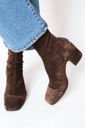 Ankle Boots Suede Brown Block Heel Women's – Casual, Office, Holiday · Werune