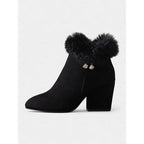 Ankle Boots Suede Faux Fur Block Heel Women's – Casual, Office, Holiday, Gift · Werune